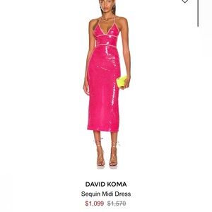 David Koma Women's Pink Sequined Midi Halter Dress